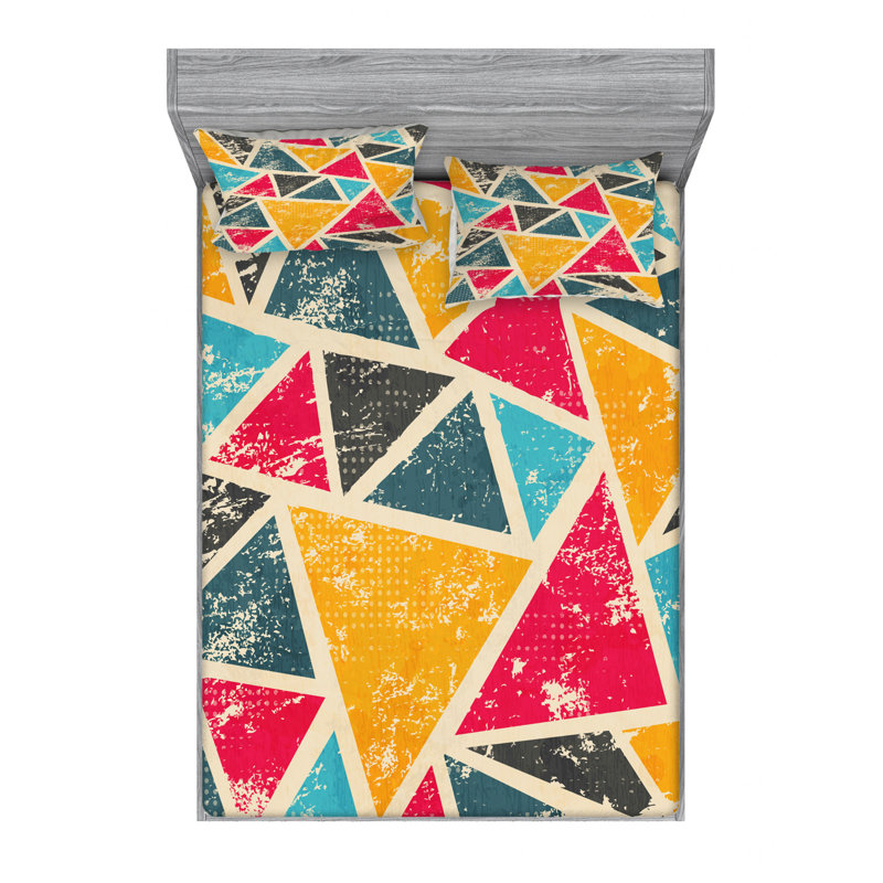 Ensemble de draps géométriques Funk, Ensemble de draps pour lit double avec un drap-hou