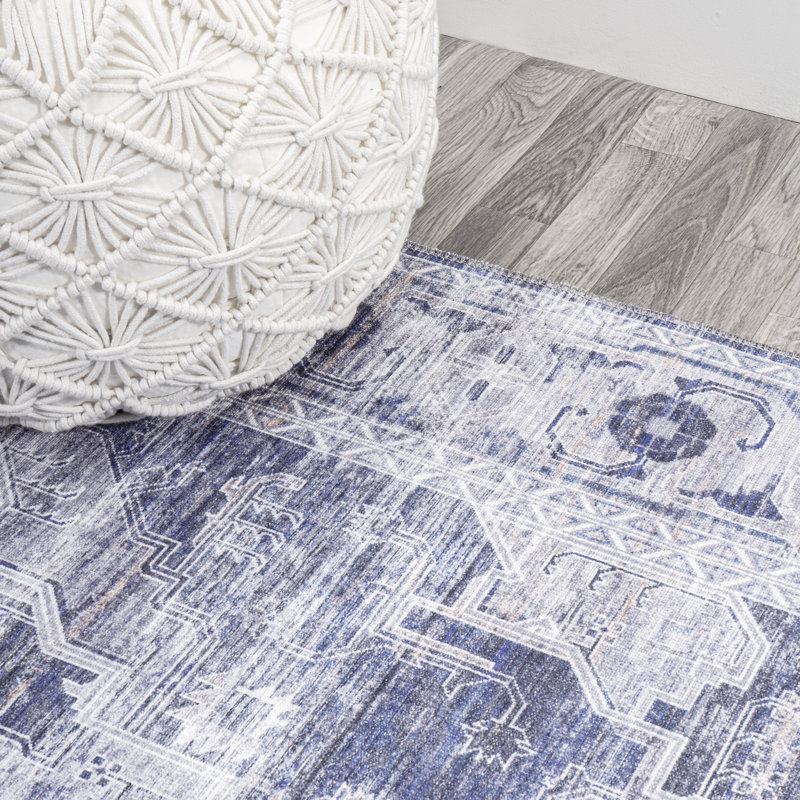 Tapis bleu marine / crème Alanya, Rectangle 9 pi x 12 pi