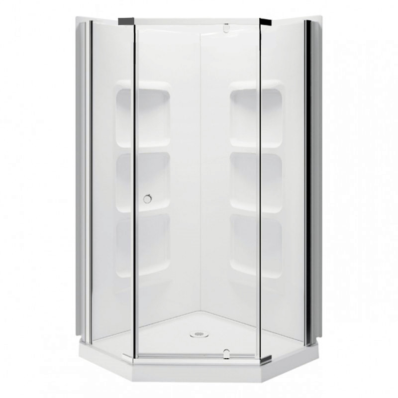 36'' W 75'' H Semi-Frameless Neo-angle Reversible Shower Kit