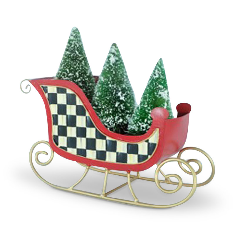 Merry Christmas Tin Sleigh With Trees