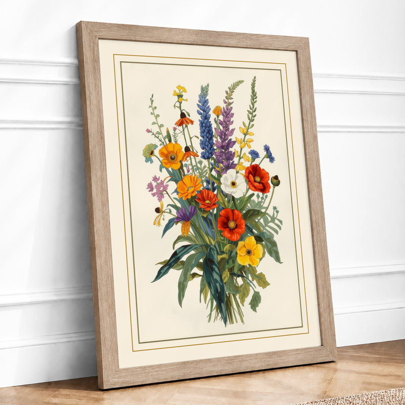 Wildflower Bouquet Botanical - Print, A1 - 84.1 x 59.4 cm, Oak