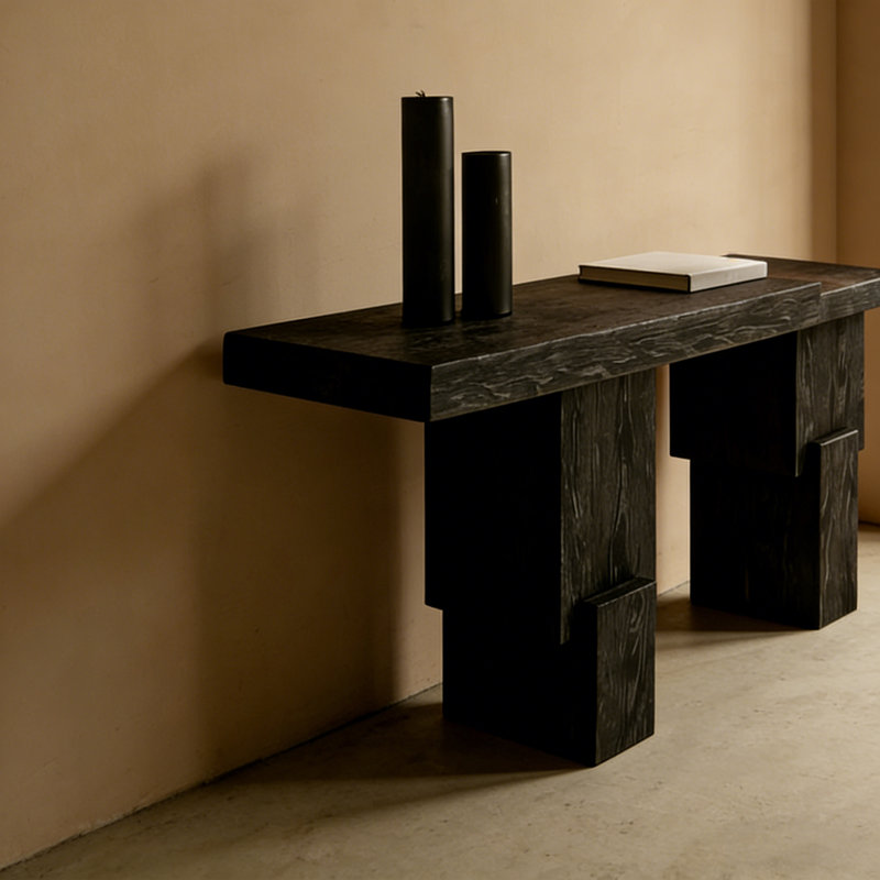 Console campagne rétro, H 31,5 po x l 70,87 po x P 15,75 po, Noir