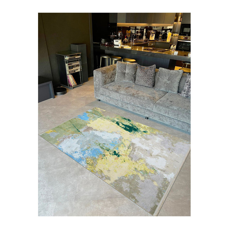 Tapis décoratif lavable à la machine à motif abstrait multicolore de la collection Barcelona