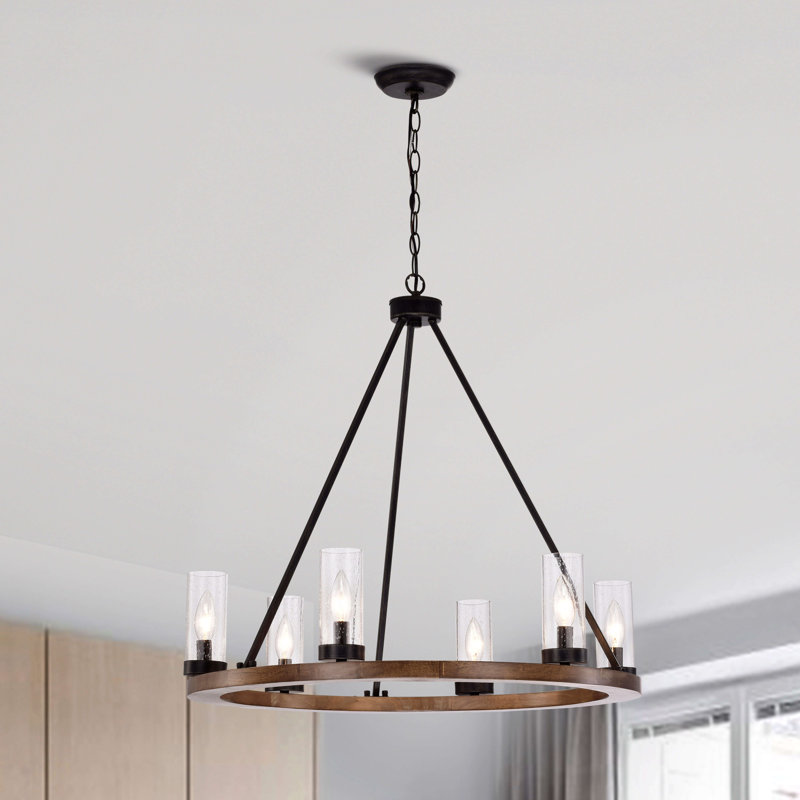 Nishimura 27" W 6-Light Wagon Wheel Chandelier