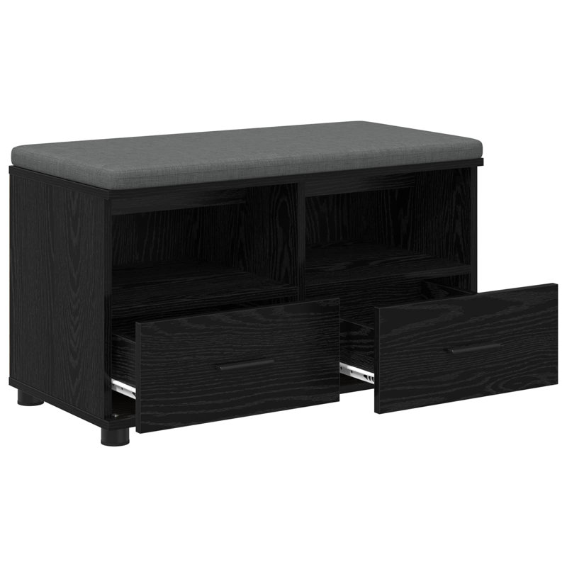 Storage Bench, 46cm H x 80cm W x 38cm D, Black Oak