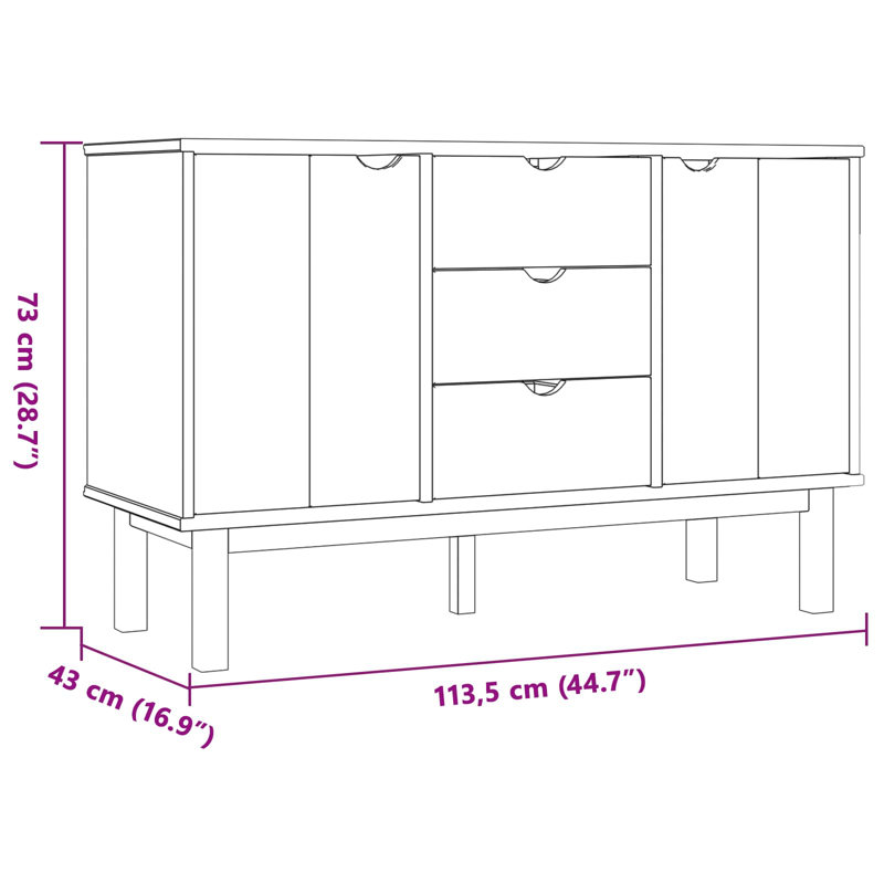 113.5cm Solid Wood Sideboard