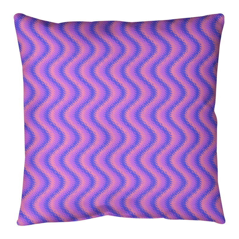 Coussin Wavy, H 16 po x l 16 po, Rose ultra / bleu égyptien / mauve, Duvet synthétique