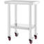 Table de travail 24 po x 18 po x 34 po en acier inoxydable avec tablette réglable à 3 niveaux, 4 roues et frein pour barre de rangement de cuisine