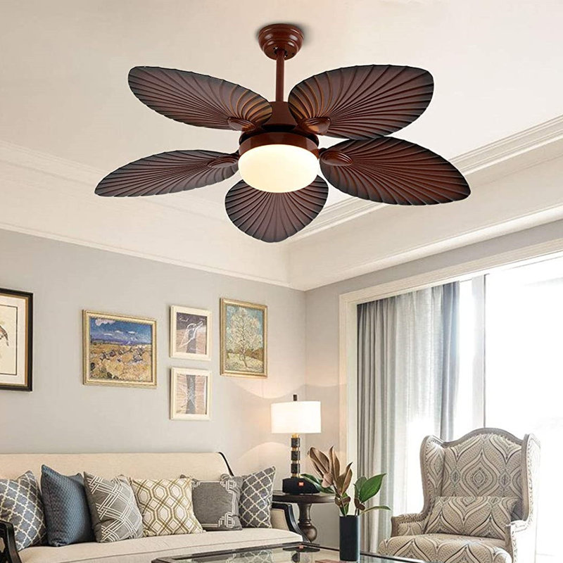 Mel 52 Inch Retro Retractable Blades Ceiling Fan with LED Light Chandelier with Remote Control
