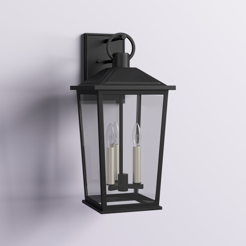 Petite applique murale d'extérieur 1 lumière Cadhla - Bronze texturé avec détails, Noir texturé