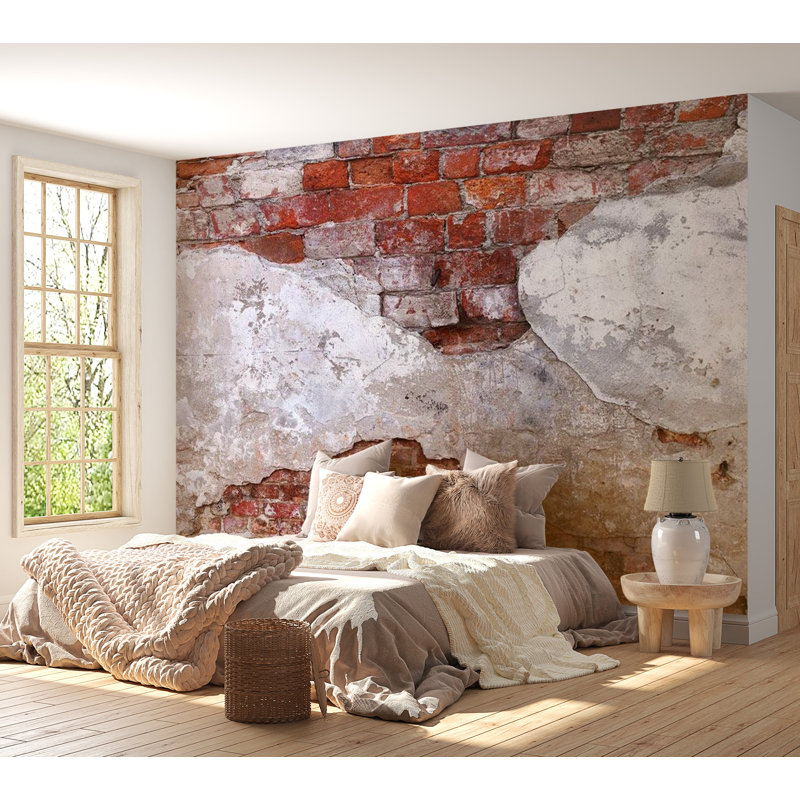 Mur de briques et vieux plâtre Damiyon, L 27 po x l 39 po
