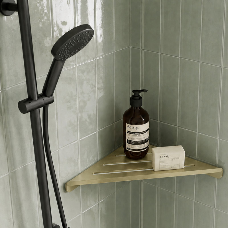 Tablette de douche Melvonia, Or brossé