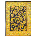 High-Quality Hand-Knotted Black And Ivory Area Rug
