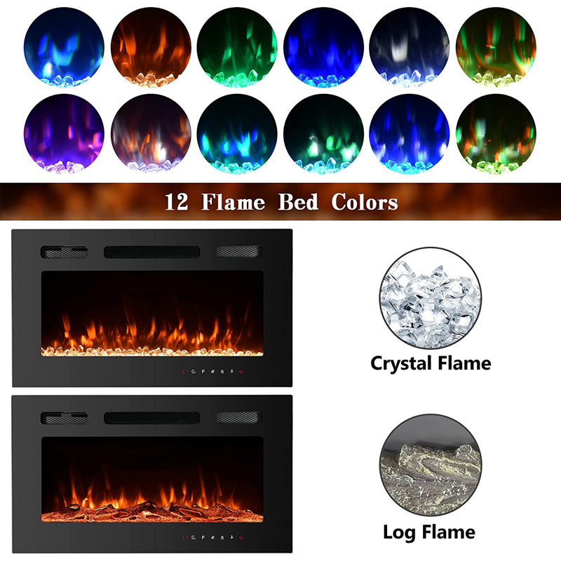 Warriedar Symple Stuff 30 " W Black Freestanding Electric Fireplace with BTU 5000