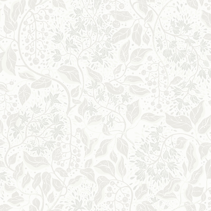 Floral Wallpaper Double Roll, Light Gray