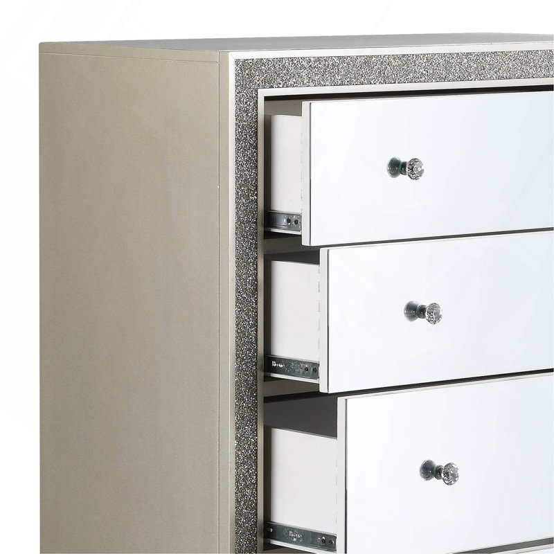 Commode à finition miroir et champagne Sliverfluff