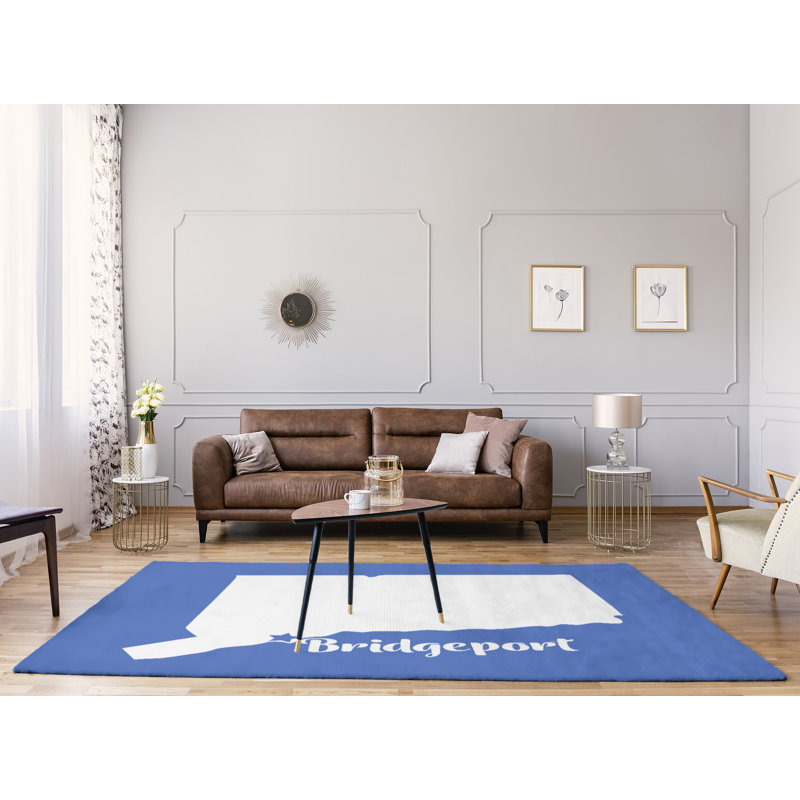 Tapis bleu de bridgeport connecticut en poly chenille, Rectangle 9 pi x 12 pi