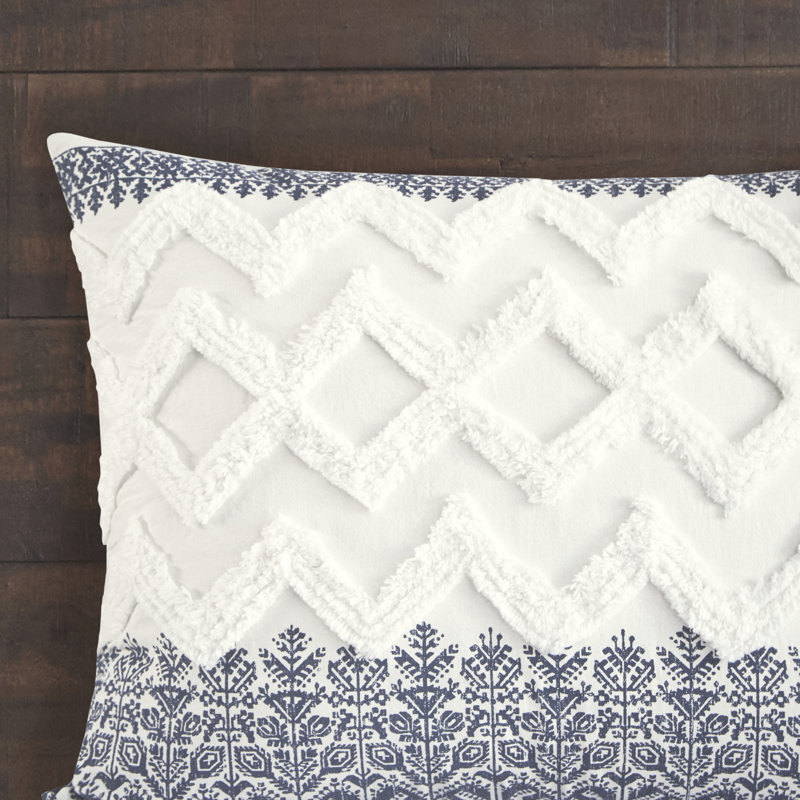 Mila 3 Piece Cotton Comforter Set with Chenille Tufting, King / Cal King Comforter + 2 King Shams, Navy