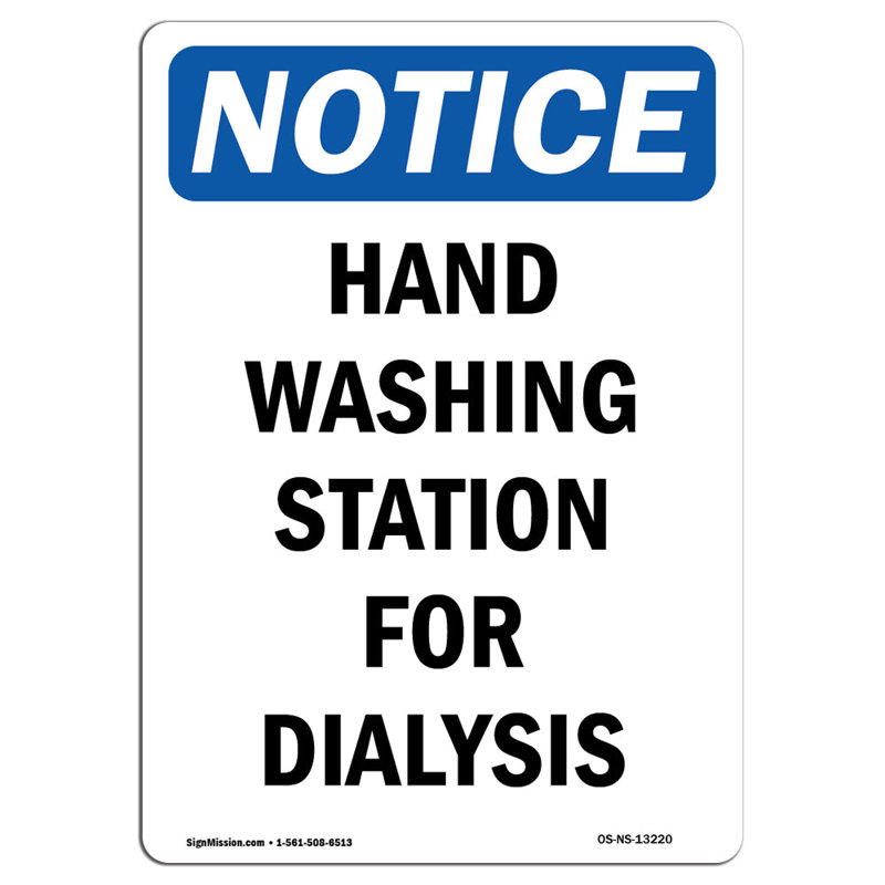 Hand Washing Station for Dialysis Sign