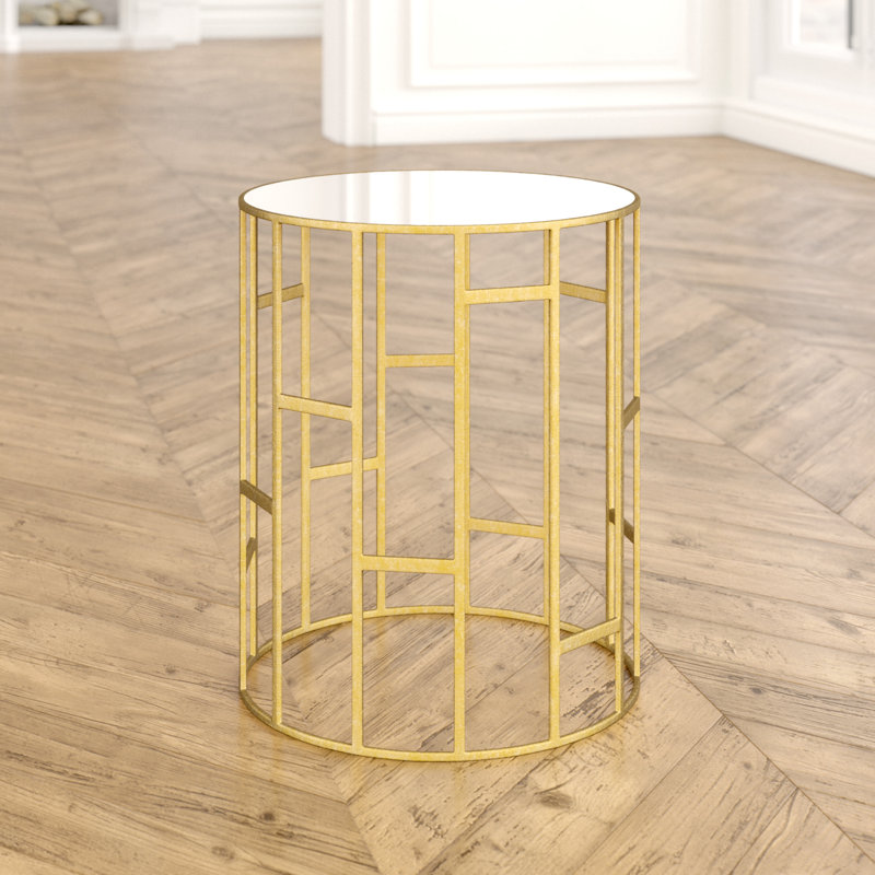 Vang End Table, Gold / Mirror