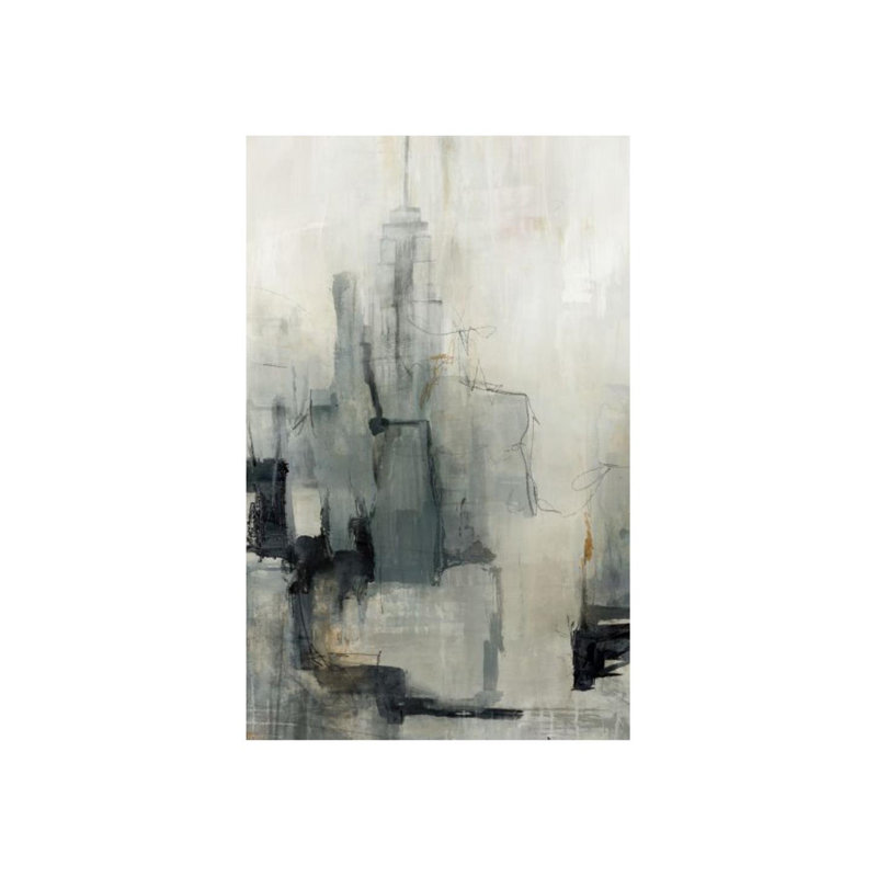 «City II» par Elle Youngstrom - peinture sur toile tendue, Couche de verre, H 63 po x l 40 po