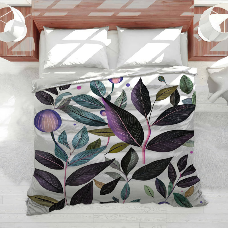 Botanical Leaves Bedding Floral Comforter Bohemian Boho, King Comforter