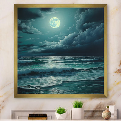 Super lune au-dessus de la mer IV - Décoration murale plage et océan