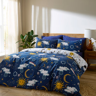 Disco Space Cotton Abstract Duvet Cover Set with Pillowcases Included