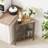 Leilla Grey 2 Doors Corner Accent Cabinet Triangular 3-tier Storage Cabinet-1106454461