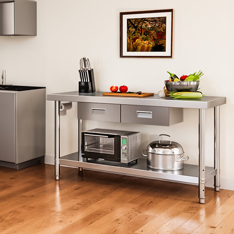 Edrosie Inc Stainless Steel 24'' W x 31.4'' H Work Table, 31.4" H x 60" L x 24" D