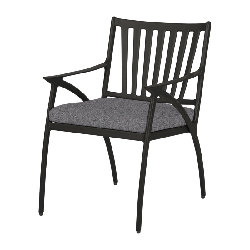 Amari Dining Chair Frame with Cushion, Carbon, Cast Slate Sunbrella® Plainweave