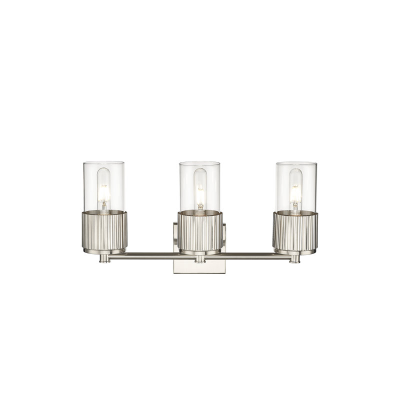 Éclairage pour meuble-lavabo mural 3 lumières Bolivar, Transparent, Nickel satiné
