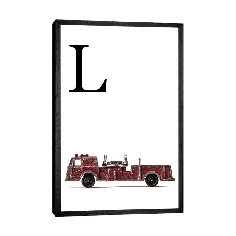 L Fire Engine Letter - Print on Canvas, 66.04 cm H x 45.72 cm W, Black Framed