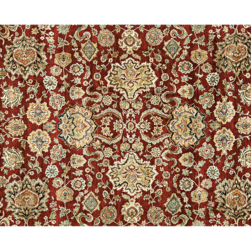 Tapis rouge et noir noué à la main de haute qualité