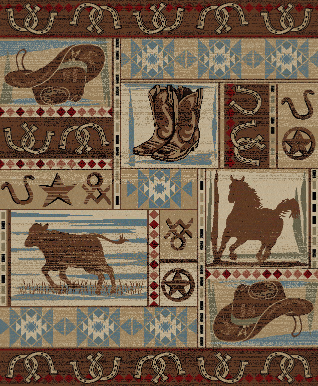 Tapis brun Pershing Southwestern, Rectangle 2 pi 3 po x 3 pi 3 po