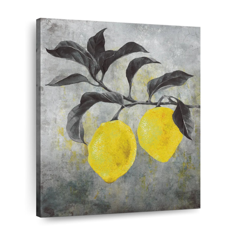 Citrons jaunes sur toile, H 10 po x l 8 po x P 1 po
