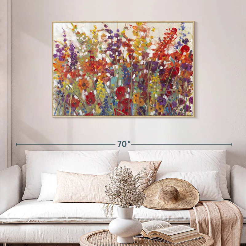 Variété de fleurs II, Cadre flottant en bois naturel, 25 po x 17 po