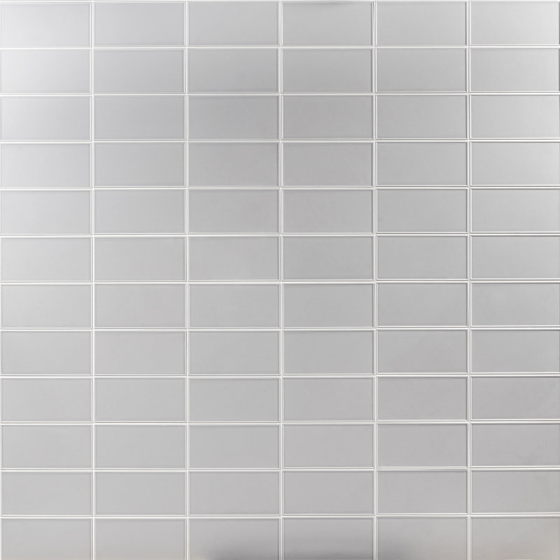Tori Border Ceramic Subway Tile, Cool Gray, 4" W x 8" L