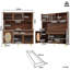Brown/Black Kitchen Sideboard with 5 Doors & LED Lights, Fluted Glass & Pegboard Design, Storage Cabinet, Buffet for Kitchen/Living Room-124939779