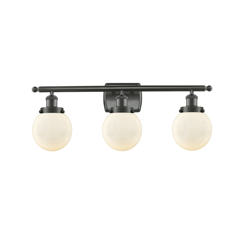 Éclairage pour salle de bain 3 lumières Chippewa, Blanc mat, Incandescente, Bronze huilé