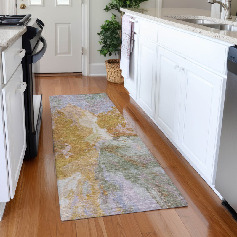 Machine Washable Indoor/Outdoor Claudian ACN1632 Rust Rug, Runner 2'3" x 7'6"