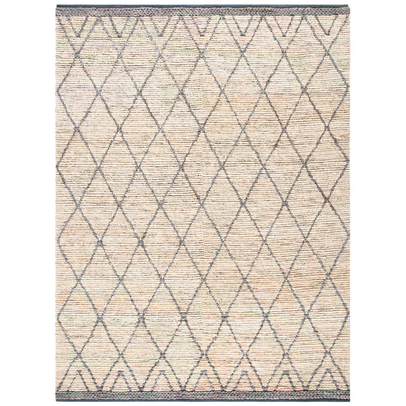 Frederika Natural Fiber Hand Woven Jute/Cotton Geometric Rug in Natural/Gray, Rectangle 3' x 5'