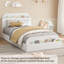 Structure de lit simple avec tête de lit en bois massif avec pied de lit surélevé, taille simple, plateforme basse, support de lattes robuste, finition naturelle, utilisation dans la chambre à coucher-698997035
