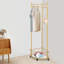Portant d'angle avec roulettes, support de rangement mobile avec crochets et tablette-1482635013