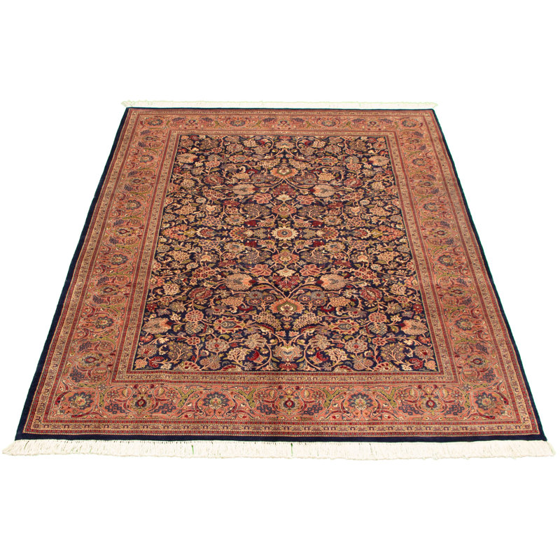 Tapis unique en laine noué à la main bleu foncé 6 pi 2 po x 8 pi 10 po nouvel âge pako