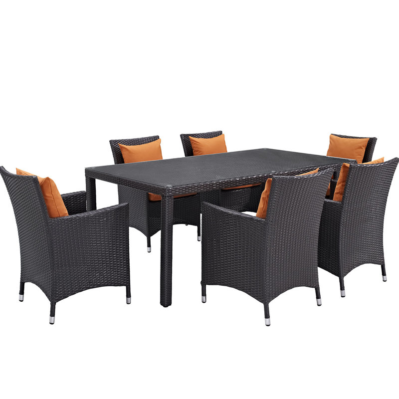 Ensemble de salle à manger 7 pièces Convene, Espresso et orange, 6