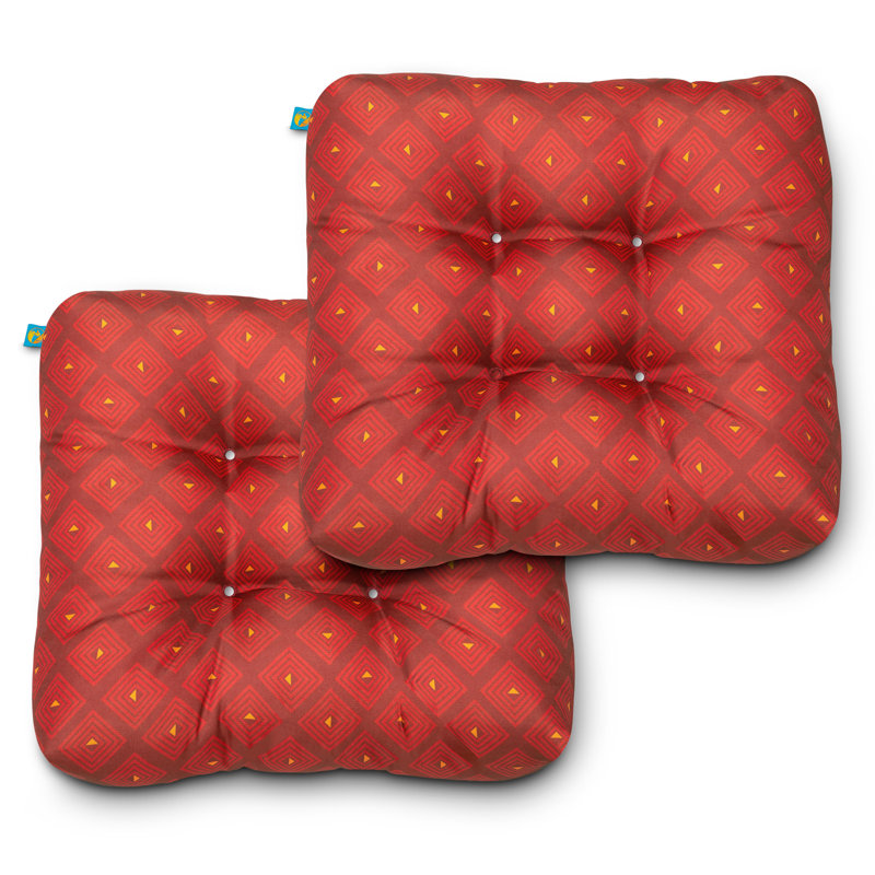 Outdoor 5'' Dining Chair Seat Cushion, Red Geo