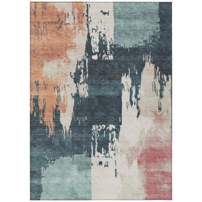 Machine Washable Indoor/Outdoor Chantille ACN2347 Abstract Rug