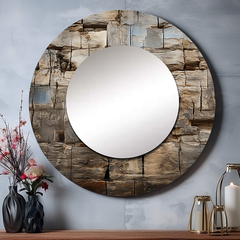 Hebrew Western Wall Collage II - Religion & Spirituality Round Mirror Wall Decor, 36 po x 36 po