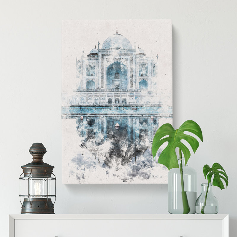 The Taj Mahal In Agra India Abstract - Wrapped Canvas Print, 91cm H x 60cm W x 3cm D